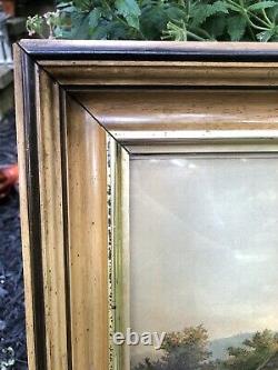 Antique Victorian Wood Frame WAVY GLASS 1800s Chromolithograph Bencke & Scott