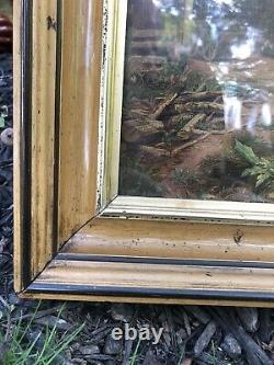 Antique Victorian Wood Frame WAVY GLASS 1800s Chromolithograph Bencke & Scott