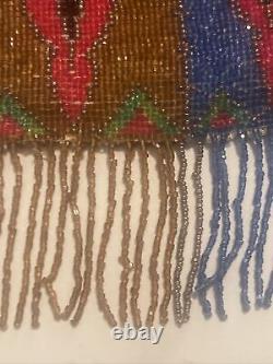 Antique Victorian beaded bag art deco glass beaded floral flowers roses germany