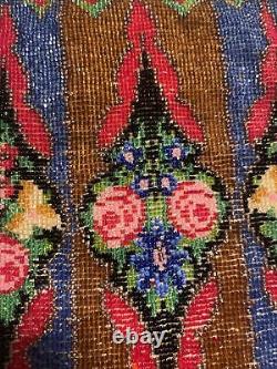 Antique Victorian beaded bag art deco glass beaded floral flowers roses germany