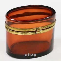 Antique Victorian era Bohemian Amber art glass trinket or jewelry Box casket