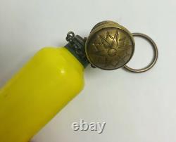 Antique Victorian mother of pearl satin art glass horn perfume canary yellow
