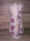 Antique Victorian Opaline Glass Vase Enameled Flowers Hand Painted Gold Gilt Z84