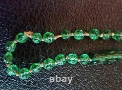 Antique Vintage Art Nouveau Deco Emerald Green Glass Beads Flapper Necklace 56