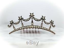 Antique Vintage Paste Star Tiara with Hinged Comb Victorian Edwardian Art Nouveau