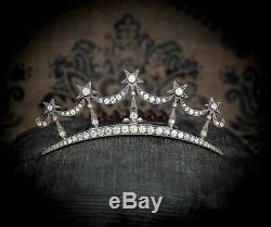 Antique Vintage Paste Star Tiara with Hinged Comb Victorian Edwardian Art Nouveau