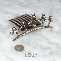 Antique Vintage Paste Star Tiara with Hinged Comb Victorian Edwardian Art Nouveau