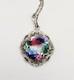 Antique Vintage Rainbow Glass Marcasite Pendant Necklace Victorian Art Deco 835