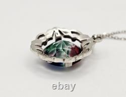 Antique Vintage Rainbow Glass Marcasite Pendant Necklace Victorian Art Deco 835 Antique Vintage Rainbow Glass Marcasite Pendant Necklace Victorian Art Deco 835
