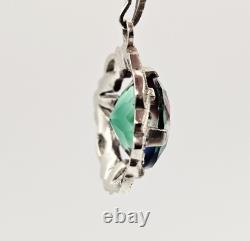 Antique Vintage Rainbow Glass Marcasite Pendant Necklace Victorian Art Deco 835 Antique Vintage Rainbow Glass Marcasite Pendant Necklace Victorian Art Deco 835