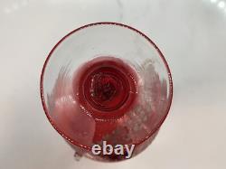 Antique Vintage Victorian Cranberry Hand Blown Glass Hand Painted White Art Antique Vintage Victorian Cranberry Hand Blown Glass Hand Painted White Art