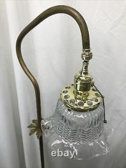 Antique Vintage Victorian Floor Bridge Lamp Arts & Crafts Deco Piano Glass Shade