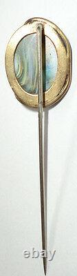 Antique Vintage Victorian Hat Stick Pin Brass Snake Serpent Art Glass Ruby Stone