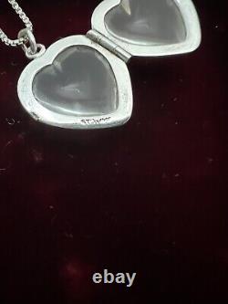 Antique Vintage Victorian Heart Locket Sterling Silver Glass Pool Of Light