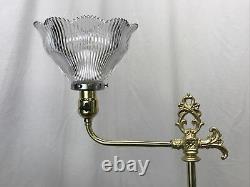 Antique Vtg Art Deco Nouveau Victorian Torchiere Floor Lamp Brass & Glass Ornate