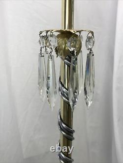 Antique Vtg Art Deco Nouveau Victorian Torchiere Floor Lamp Brass & Glass Ornate