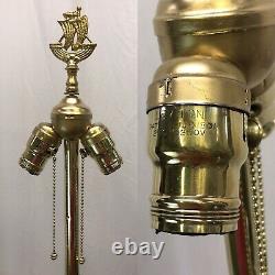 Antique Vtg Art Deco Victorian Floor Lamp Brass & Vaseline Glass, Houze, Jadeite