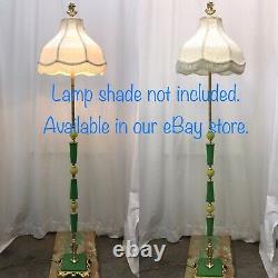 Antique Vtg Art Deco Victorian Floor Lamp Brass & Vaseline Glass, Houze, Jadeite