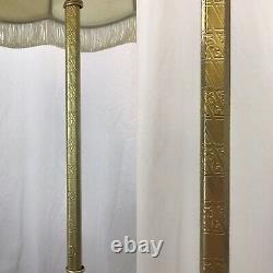 Antique Vtg Art Deco Victorian Floor Lamp Brass & Vaseline Glass, Houze, Jadeite