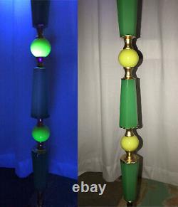 Antique Vtg Art Deco Victorian Floor Lamp Brass & Vaseline Glass, Houze, Jadeite