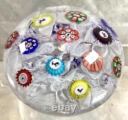 Antique Vtg Baccarat Millefori 6 Animal Canes Latticino Glass Paperweight B 1848