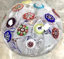 Antique Vtg Baccarat Millefori 6 Animal Canes Latticino Glass Paperweight B 1848