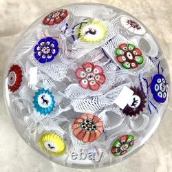 Antique Vtg Baccarat Millefori 6 Animal Canes Latticino Glass Paperweight B 1848