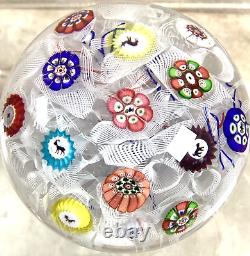 Antique Vtg Baccarat Millefori 6 Animal Canes Latticino Glass Paperweight B 1848