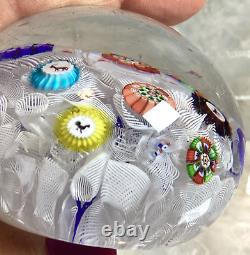 Antique Vtg Baccarat Millefori 6 Animal Canes Latticino Glass Paperweight B 1848