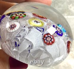 Antique Vtg Baccarat Millefori 6 Animal Canes Latticino Glass Paperweight B 1848