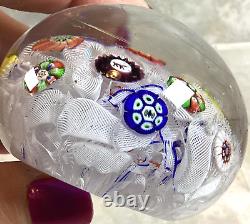 Antique Vtg Baccarat Millefori 6 Animal Canes Latticino Glass Paperweight B 1848