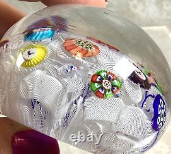 Antique Vtg Baccarat Millefori 6 Animal Canes Latticino Glass Paperweight B 1848