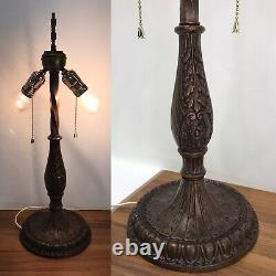 Antique Vtg Table Lamp FOR Stained Glass Tiffany Shade Art Deco Victorian Ornate