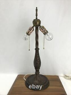 Antique Vtg Table Lamp FOR Stained Glass Tiffany Shade Art Deco Victorian Ornate