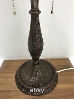 Antique Vtg Table Lamp FOR Stained Glass Tiffany Shade Art Deco Victorian Ornate