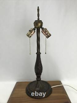 Antique Vtg Table Lamp FOR Stained Glass Tiffany Shade Art Deco Victorian Ornate