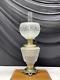 Antique Vtg Victorian Art Deco Elec Oil Lamp Greek Key Etched Glass Banquet Gwtw