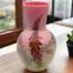 Antique Webb Burmese Custard Hand Painted Firecracker Flowers Glass Vase