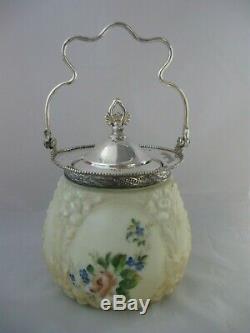 Antique Wave Crest Biscuit Cracker Jar Victorian Molded Art Glass CF Monroe