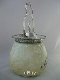 Antique Wave Crest Biscuit Cracker Jar Victorian Molded Art Glass CF Monroe