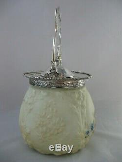 Antique Wave Crest Biscuit Cracker Jar Victorian Molded Art Glass CF Monroe