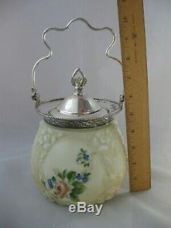 Antique Wave Crest Biscuit Cracker Jar Victorian Molded Art Glass CF Monroe