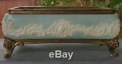 Antique Wave Crest CF Monroe Footed Open Dresser Box Wavecrest Scroll SIGNED