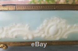 Antique Wave Crest CF Monroe Footed Open Dresser Box Wavecrest Scroll SIGNED