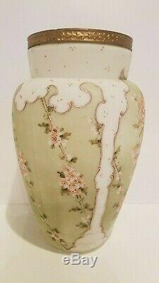 Antique Wave Crest Hand Painted Chrysanthemums Vase C. F. Monroe Gilded Rim