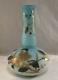 Antique Webb Victorian Art Glass Vase Blue Satin Cased Gilt Enamel Decoration