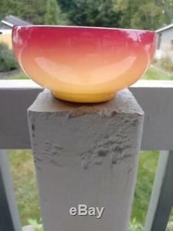 Antique Wheeling Peach Blow Victorian Art Glass Bowl Vase Hobbs Brockunier