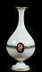 Antique White Opaline Art Vase Medallion Portrait & Greek Key 11 Inch Tall