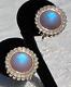 Antique C 1900 Victorian Saphiret Bohemian Art Glass Gold-filled Earrings