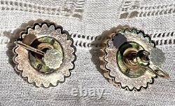 Antique c 1900 Victorian SAPHIRET Bohemian Art Glass Gold-Filled Earrings